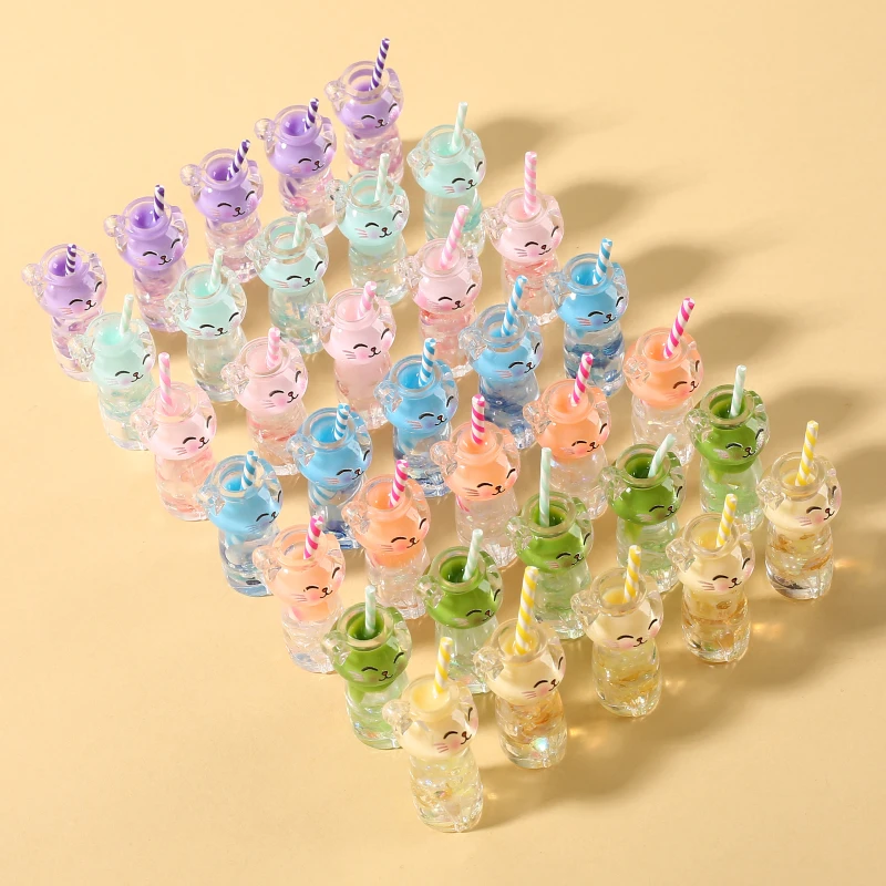 10Pcs 7Color Glow in the Dark Resin Pendant 17x42mm Charm Luminous Drink Bottle Pendant For DIY Necklace Bracelet Jewelry Making