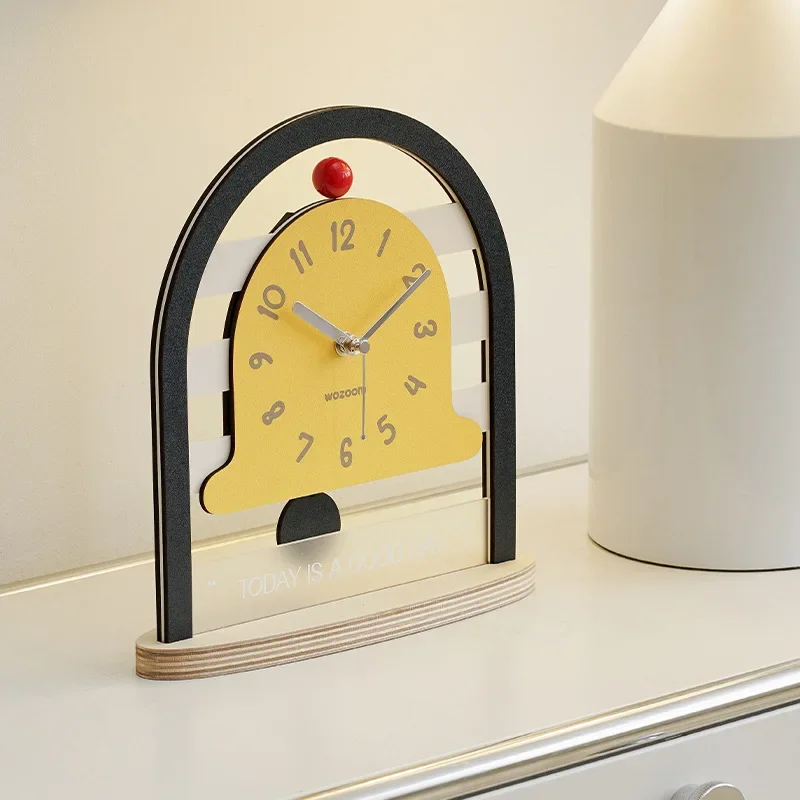 Creative arched retro-style wall clock - Personalized silent desk clock for study rooms, bedrooms, dormitories, and home decorat
