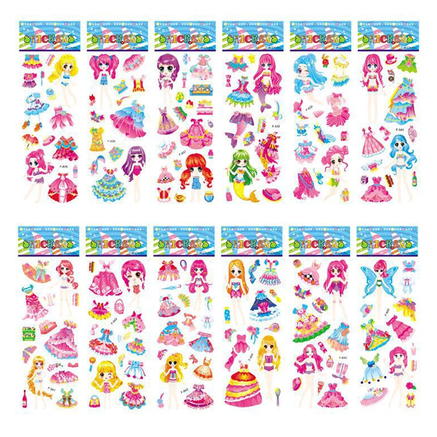 5 Blatt Kinderaufkleber, bauschige Aufkleber für Kinder, Geburtstag, Weihnachten, Neujahr, Geschenk für Mädchen, Jungen, Scrapbooking, Cartoon-Aufkleber – Detail 3