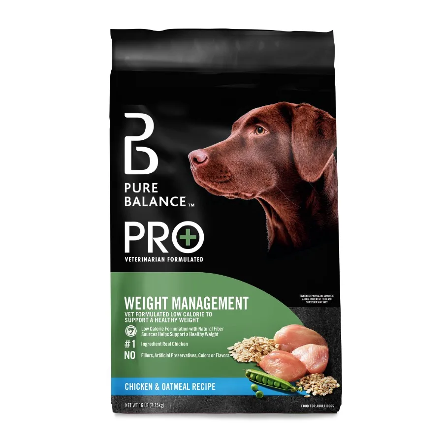 

Сухой корм для активных собак Pro+ Weight Management с курицей и овсянкой: высокобелковая и низкокалорийная формула с настоящей курицей