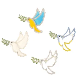 Dmari Women Brooch White Dove Enamel Pin Ukraine Rhinestone Peace Dove Brooch Pin Luxury Jewelry For Clothing