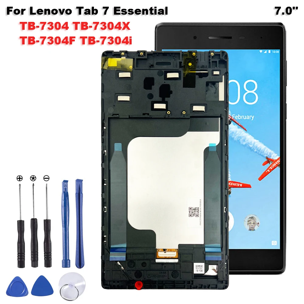 AAA + dla Lenovo Tab 7 Essential TB-7304 TB-7304X TB-7304F TB-7304i z ramką wyświetlacz LCD ekran dotykowy szkło Digitizer zgromadzenie