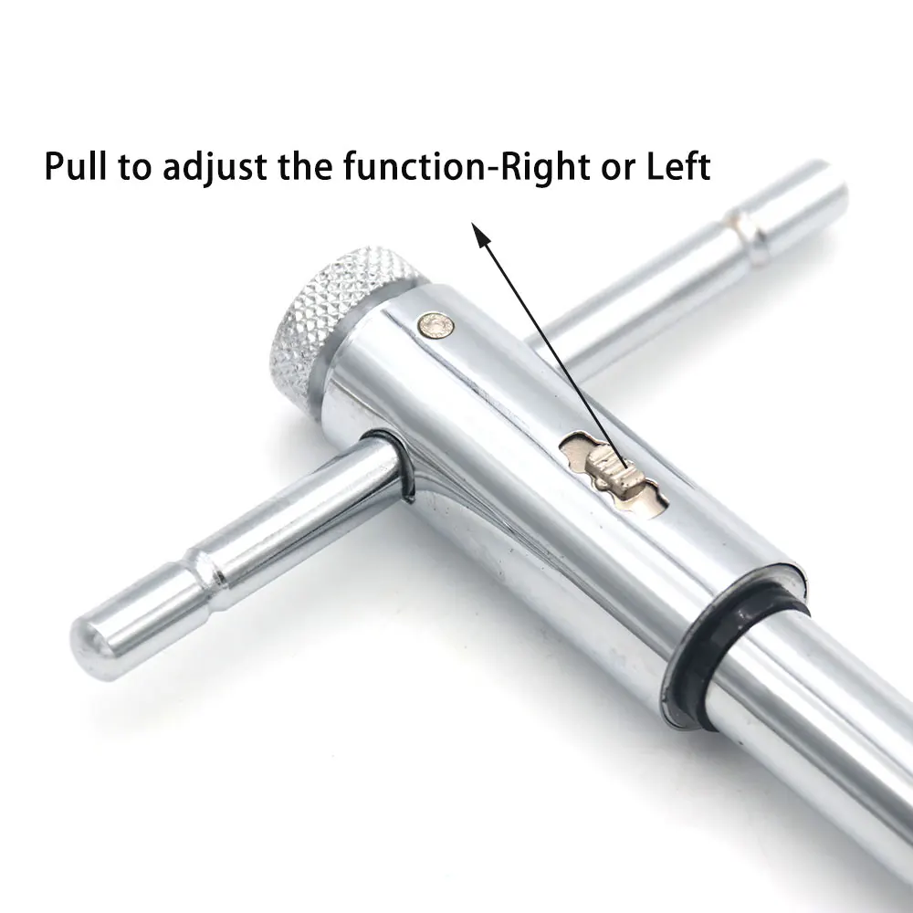 M3-M8 Long Size Adjustable T-Shaped Handle Reamer Screw Extractor Tap Wrench Holder Ratchet Inserted Reverse Direction