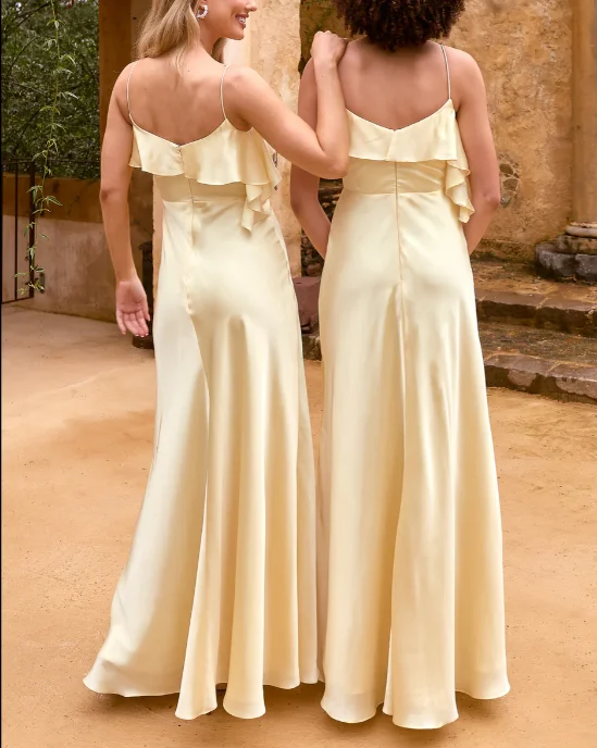 Customized Strapless Yellow Floor Length Sleeveless Pleat Vestido Madrinha Verde Oliva Serene Hill 2026 Dresses Evening Gown