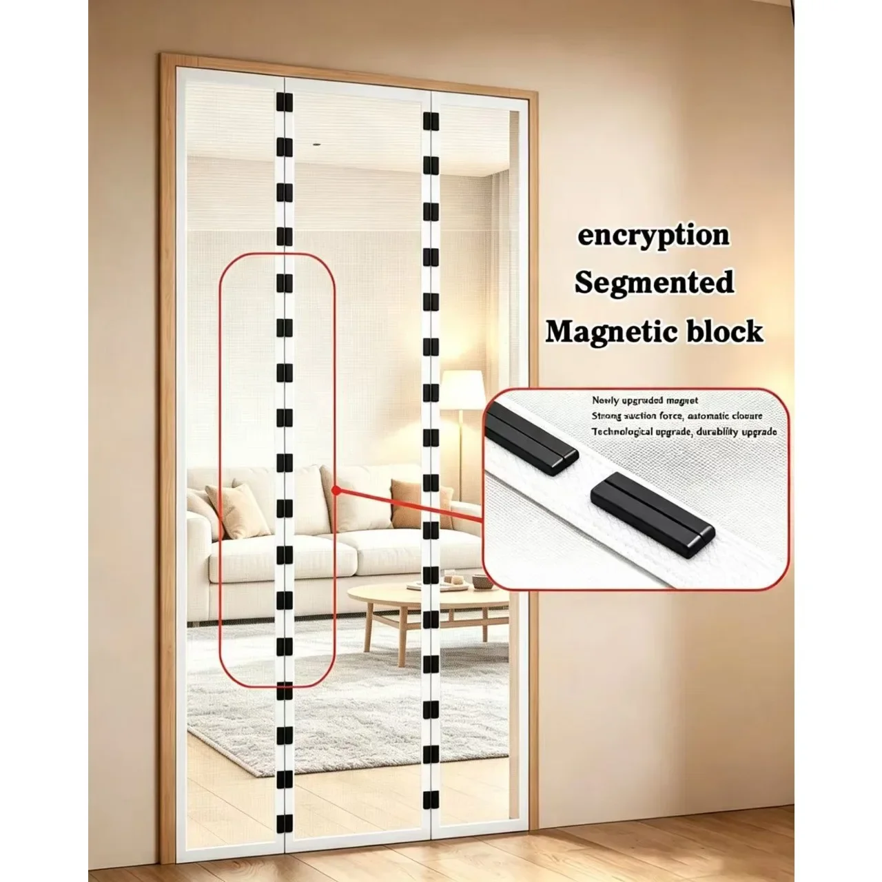 White Magnetic Door Screen Mosquito Net Custom Size Summer Anti Insect Mesh Automatic Closing Curtain Applicable To Glass Doors
