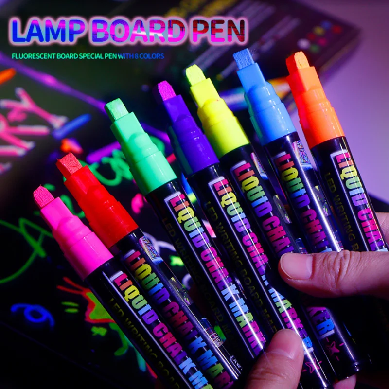 8 Colors Liquid Chalk Markers Led Fluorescent Board Writing Marker Water-based Ink Dust-free Hdoodle Advertising Erasable Marker