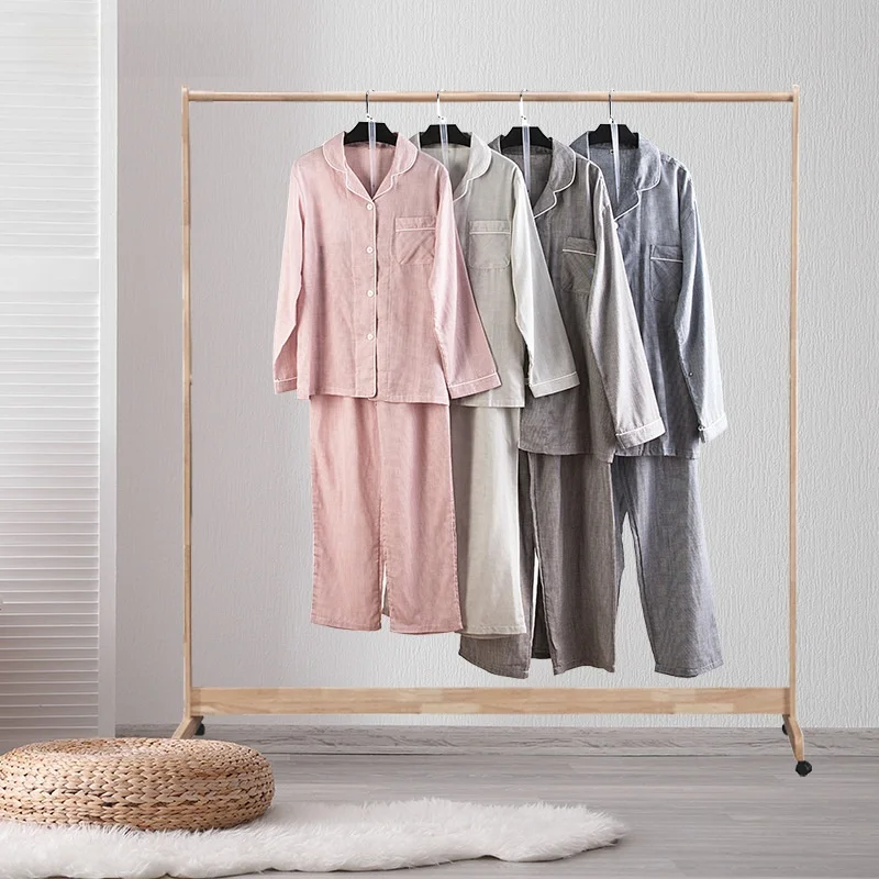 メンズコットンパジャマ長袖夏秋ホーム服ソフト綿糸寝間着vネックボタンフロントルーズフィットカップル