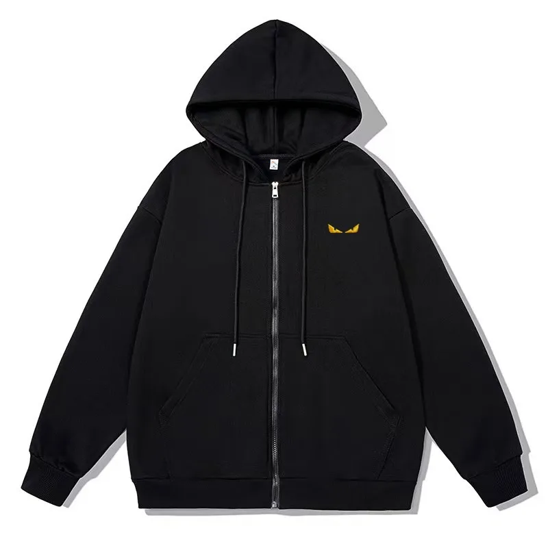 

Hot selling hooded zipper sweatshirt embroidered with small monster eyes, high-quality men's spring and autumn sweatshirt