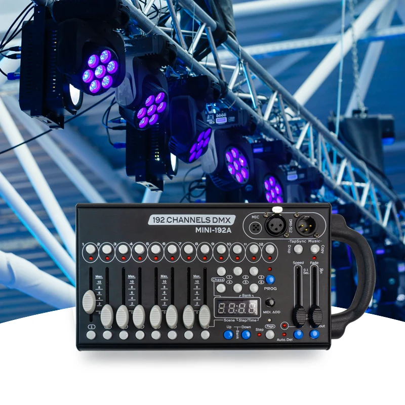 

Universal DMX512 Controller 192 DMX512 Stage DJ Light Controller 240 Different Scenes Console Applicable to 3-Pin DMX Cable