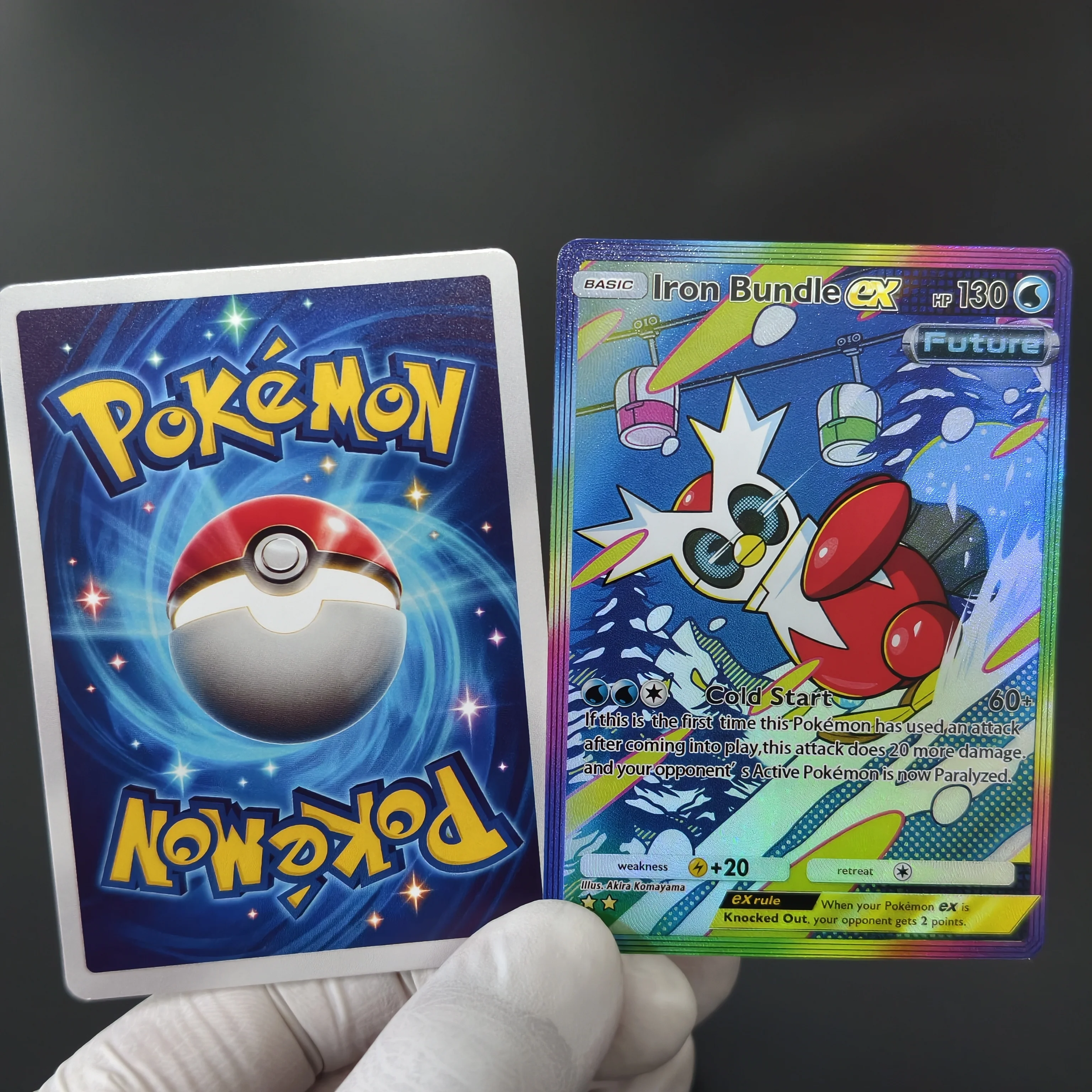 6PCS Hot TCG Collectible Card Pocket Iron Bundle EX Miraidon EX Iron Valiant Full Art Rare DIY English PKM Cards Gift Toy