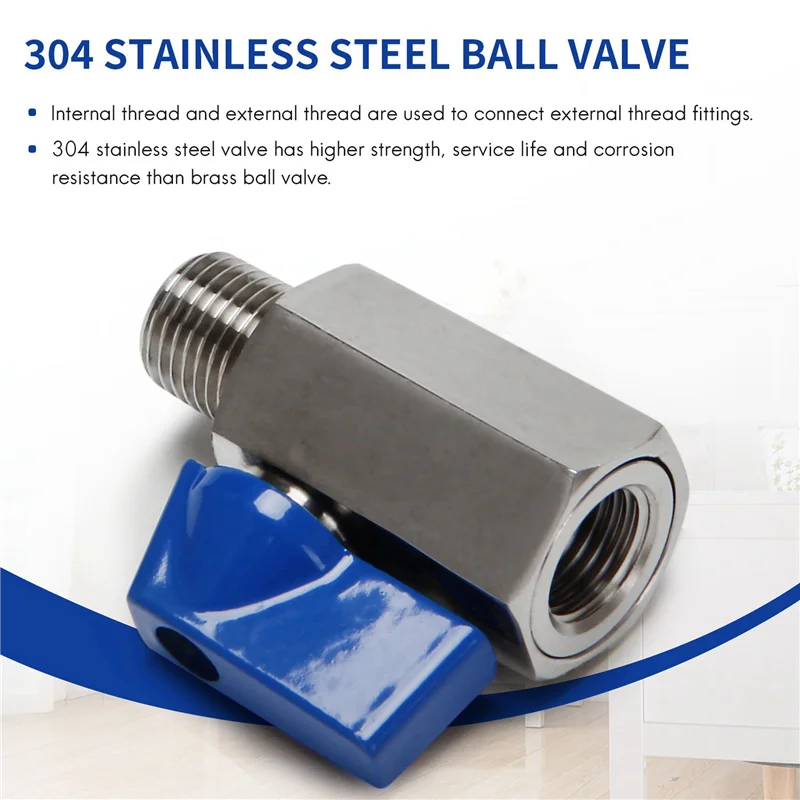 【الأفضل مبيعًا】صمام كروي 1/2 بوصة 304 صمام كروي صغير من الفولاذ المقاوم للصدأ أنثى وذكر NPT رائع للتحكم في تدفق رأس الدش #4