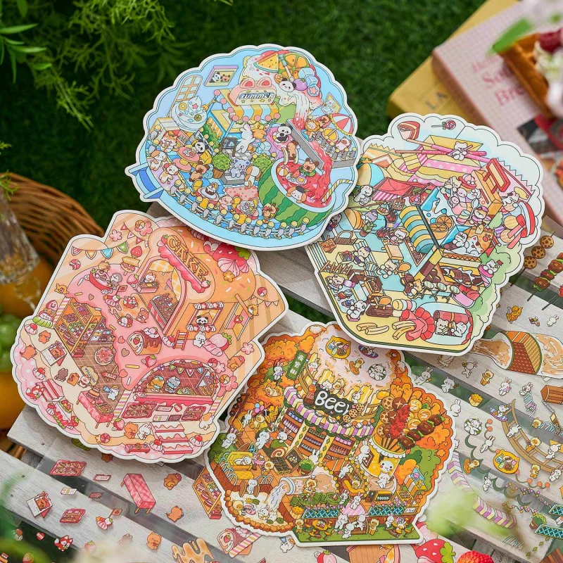 

Card Lover 3Pcs [BBQ Chicken Shop Series] Cute Animals Summer Cool Stationery Stickers Journaling DIY Planner School Supplies