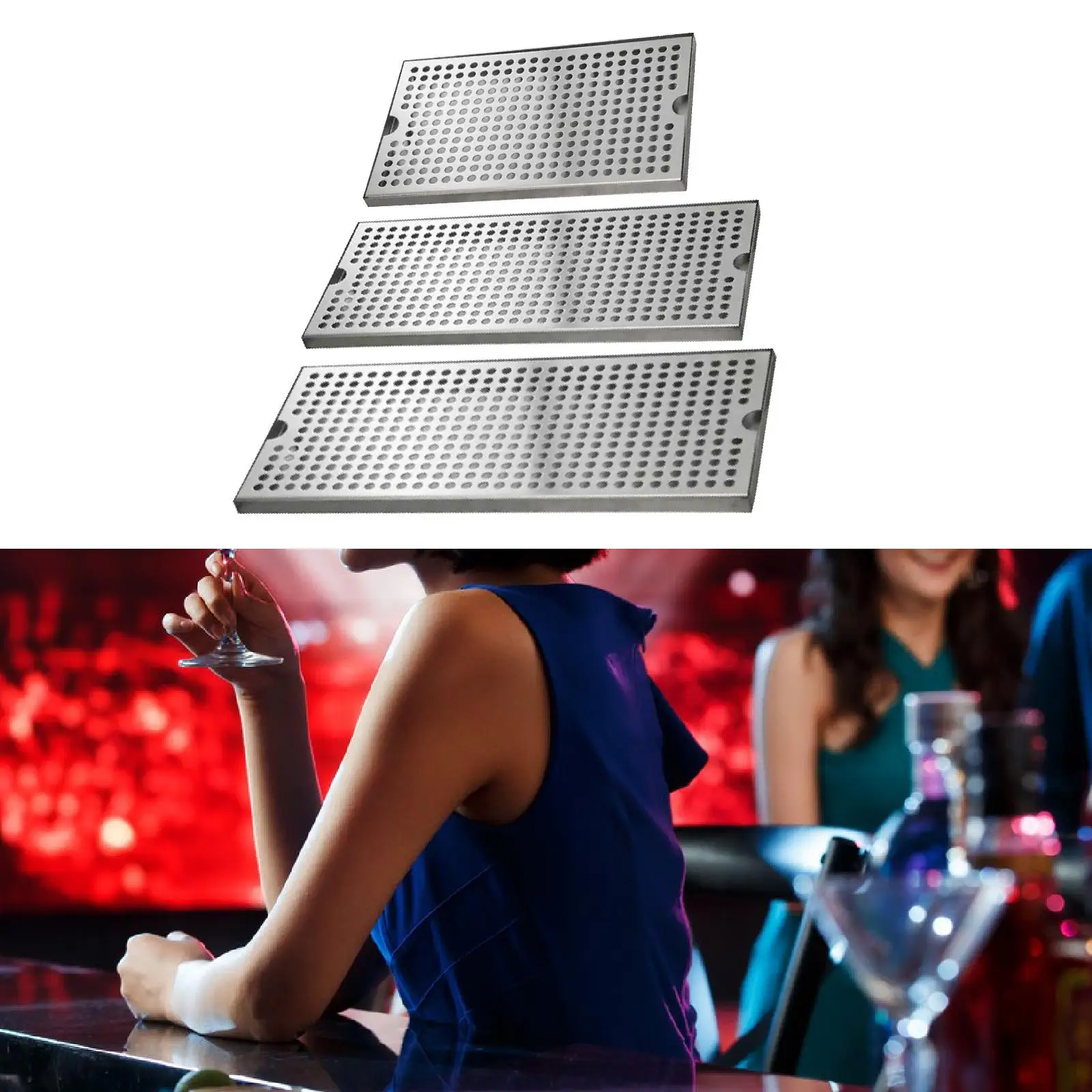 Beer Drip Tray Kungfu Tea Tray Kegerator Drip Pan with Water Storage Drainage Serving Tray Stainless Steel Removable Cleaning