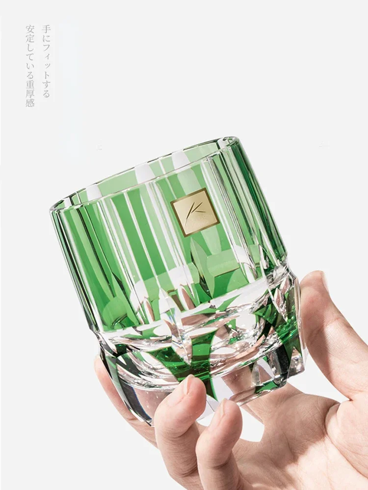 250ml Green Bamboo Whiskey Rock Glass 2023 Latest Japan KAGAMI Design Crystal Wine Tasting Cup Spirits Liquor XO Whisky Snifter