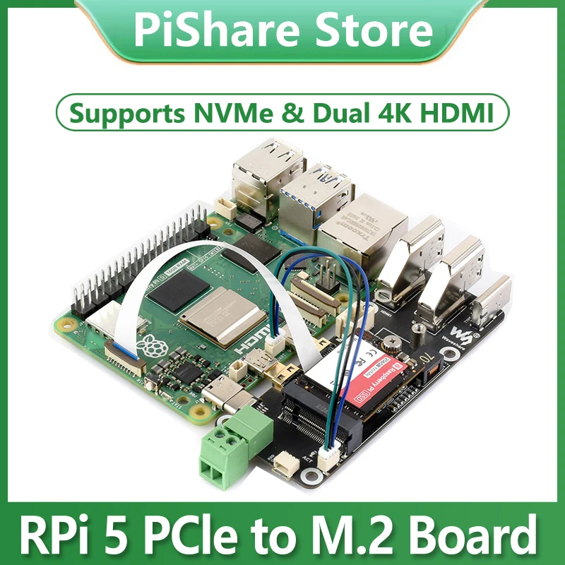 Raspberry Pi 5 PCIe to M.2 Multi Function Adapter Board Supports Dual 4K HDMI Output