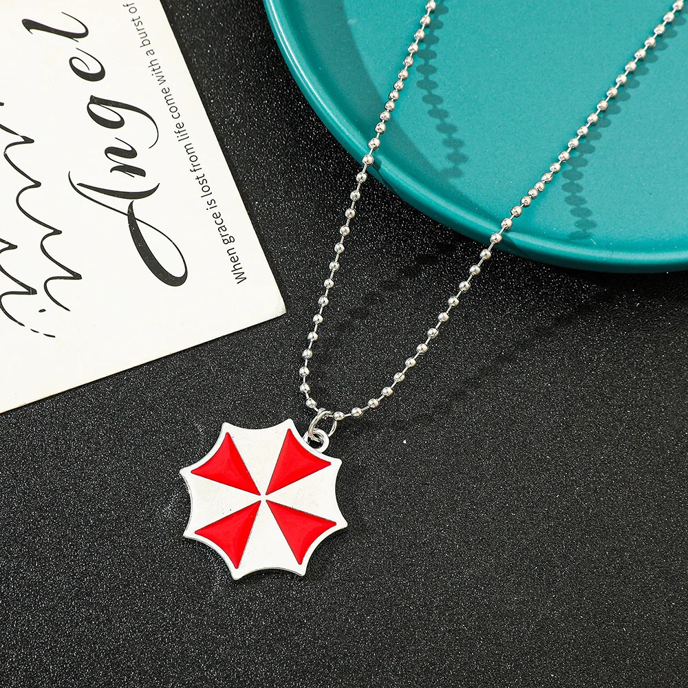 Vintage Fashion Red Umbrella Pendant Necklace Cool Stylish Movie Accessory Chain Jewelry Gift for Fans Collection view 3