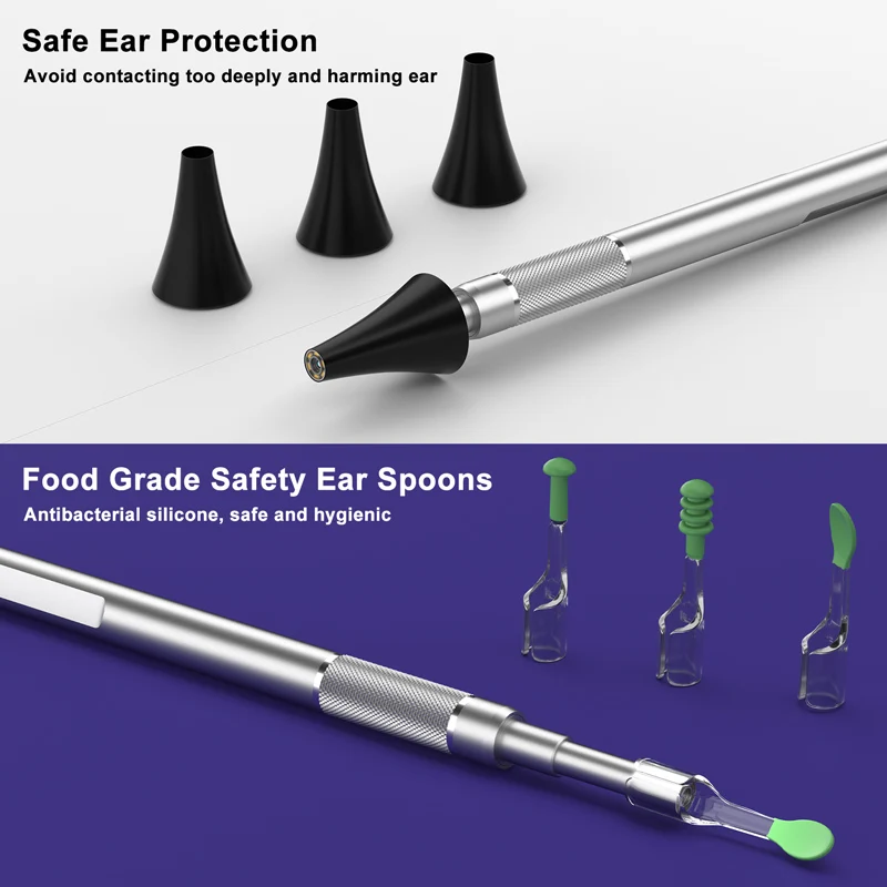 7 ''IPS شاشة الأذن نظافة الكاميرا 3.9 مللي متر عدسة فيديو الأذن المنتقى البصرية الأذن ملعقة المصابيح إزالة شمع الأذن مع أداة مع بطاقة TF