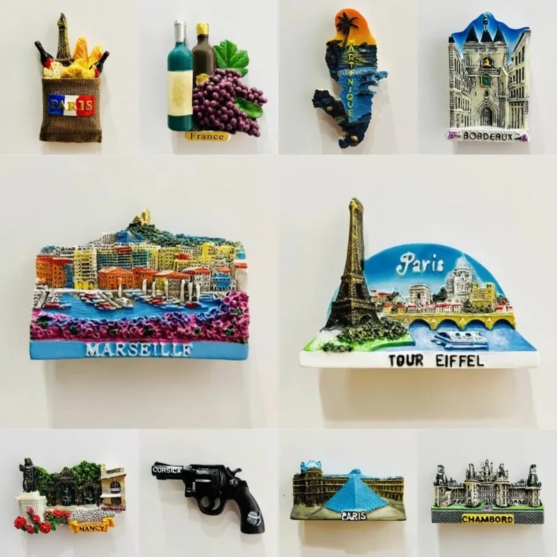 

France Fridge Stickers Saumur Souvenirs Cannes Marseille Chambord Bordeaux Martinique Sarlat Corsica Chenonceau Fridge Magnets