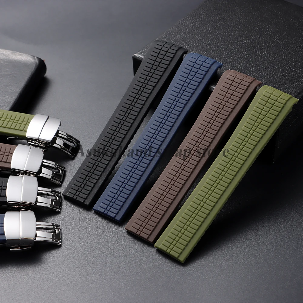 أشرطة ساعة مطاطية من السيليكون لـ Patek Philippe 5164A 5167A 5168A قنبلة يدوية سلسلة Aquanaut 21 مللي متر حزام ساعة ناعم مشبك قابل للطي #6