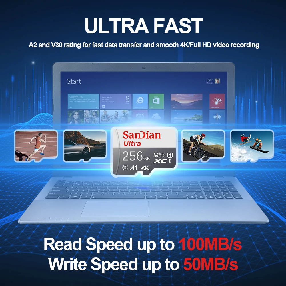 Original Micro TF SD Card 2TB High Speed 1TB TF SD Memory Card 1TB Mobile Phone Computer Camera Flash Memory Card