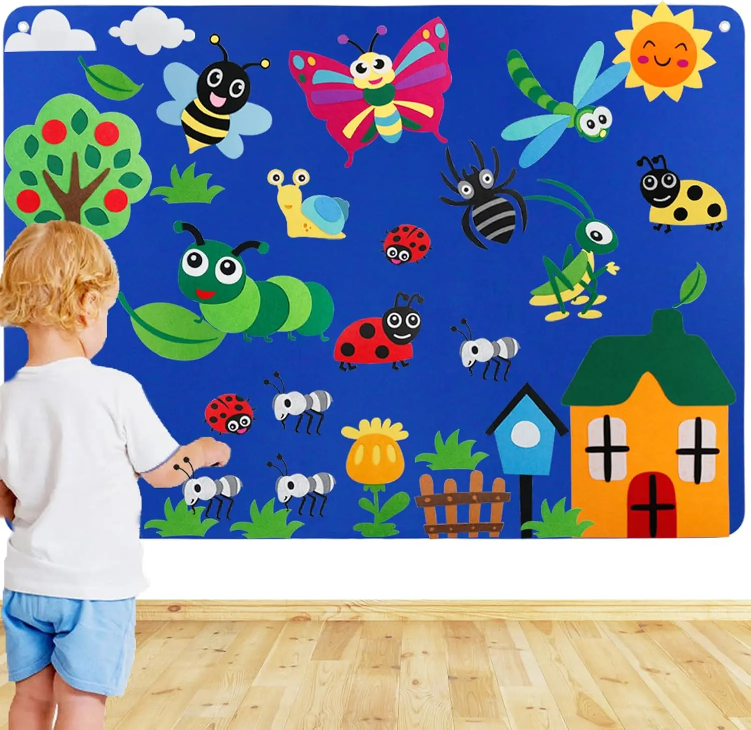 Montessori Insects & Bugs Flannel Felt Story Board for Toddlers Learning Activities- Interactive Sensory Arts Crafts,kids Gifts