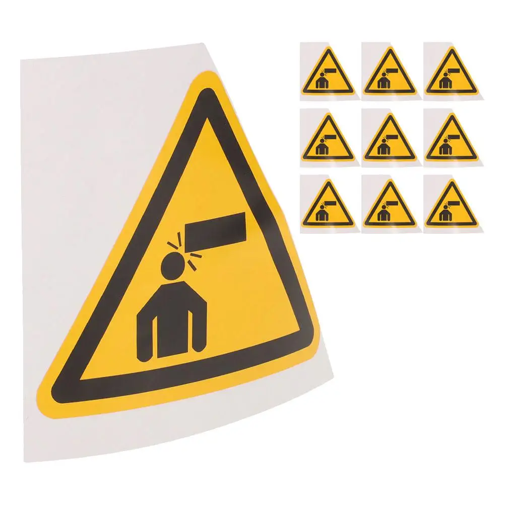 10 Pcs Safety Stickers Triangle Caution Sign Prevent Collision Traffic Watch Head Decal Watch Your Head Triangle Sign Mark