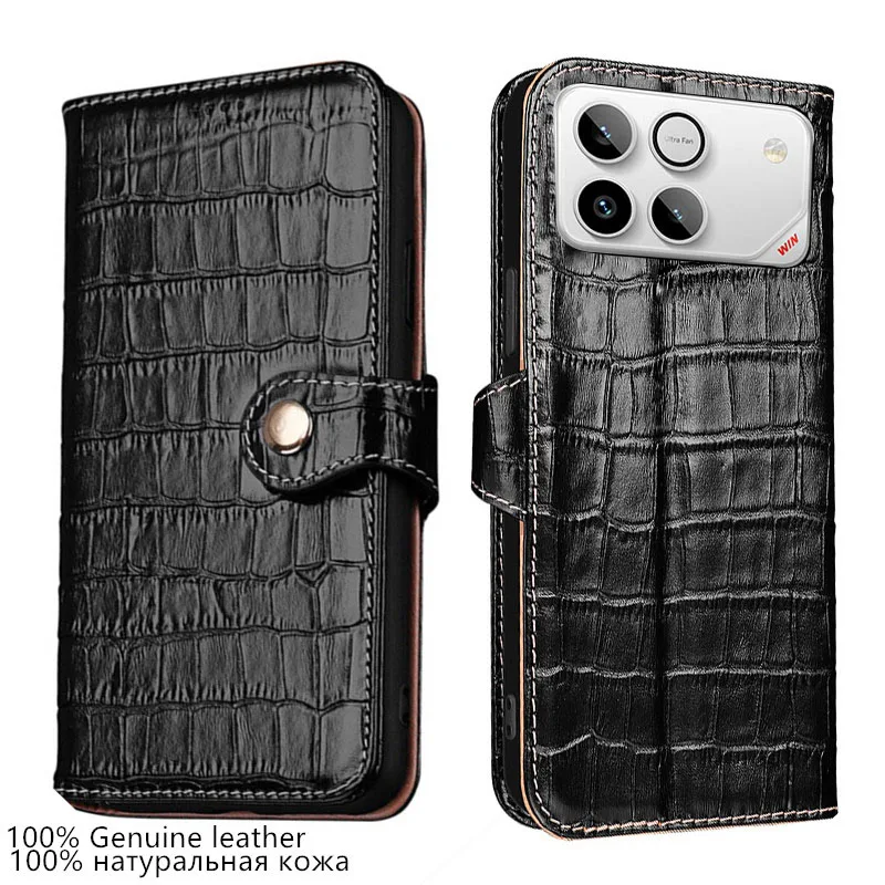 

Чехол-кошелек из 100% натуральной кожи с текстурой крокодила и отделением для карт для Honor Win AAK-AN00 Win RT AAK-AN00, противоударный чехол-флип для телефона