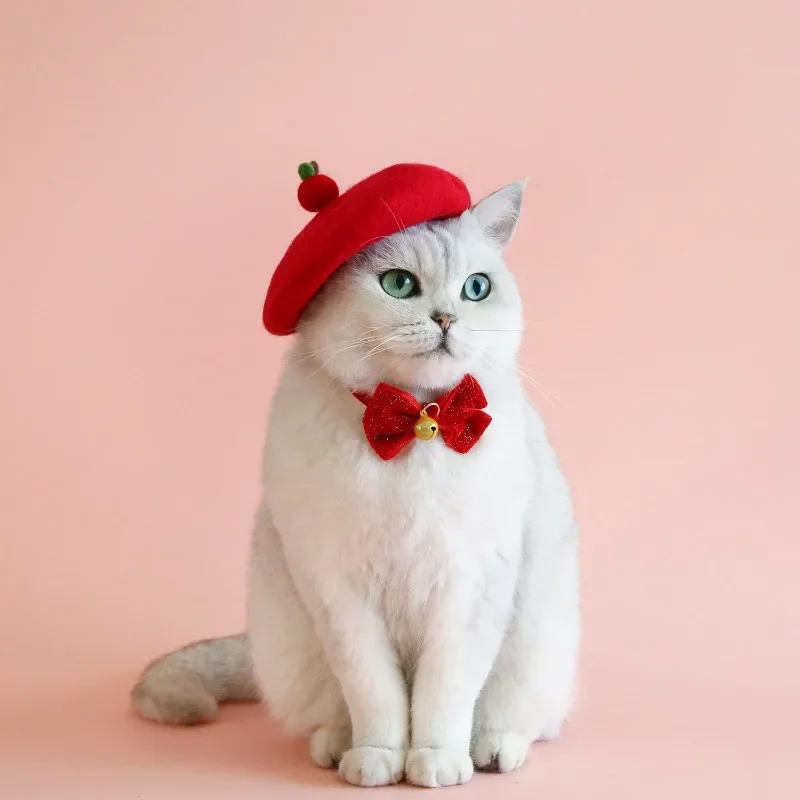 Wool Belle Hat cute hat Cat Dog Costume Headwear for Photo Adjustable Buckle Colourful Cozy Cat Hat  Pet Memorial Christmas Perr