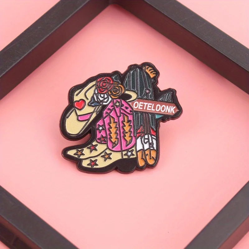 Yeehaw Heartbreaker Pin - Rodeo Rebel Flashes Rose-Crowned Stetson & Rhinestone Swagger [Retro-Punk Cowboy Jewelry]