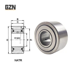 1PCS Bolt-type support roller Needle Roller bearing NATR NATV5 6 8 10 12 15 17 20 25 30 35 40 50 PP