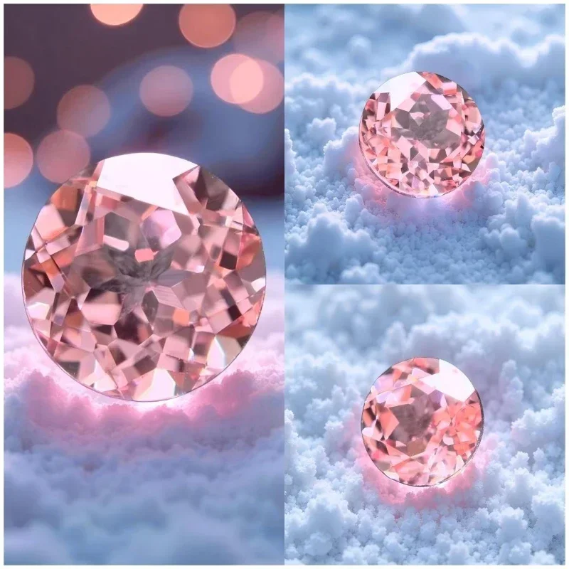 Top Lab Grown Sapphire Morgan Pink Color VVS1 Round Shape Certificate Charms Gemstone For DIY Ring Necklace Earrings Main Materi 5