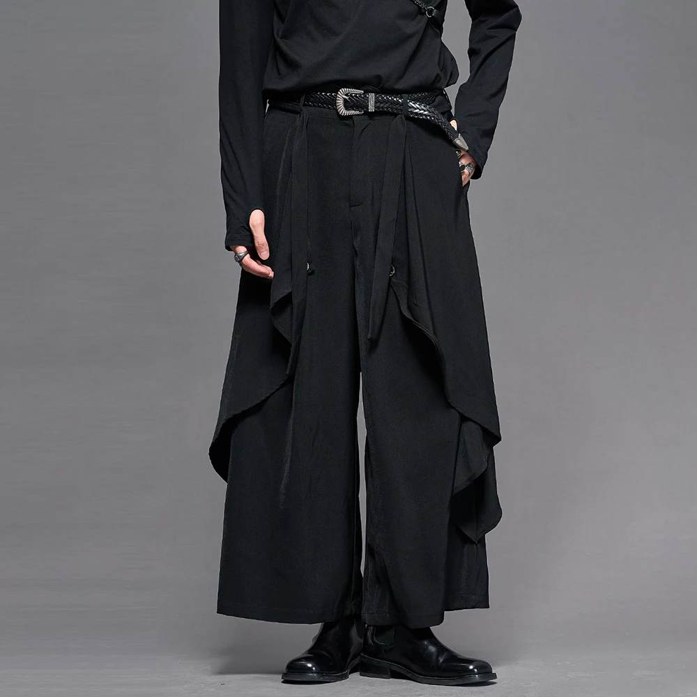 

Мужская юбка, брюки, двухслойные нестандартные темные самурайские брюки, уличная одежда хакама, модные молодежные модные нишевые брюки-кюлоты, мужская одежда 2026