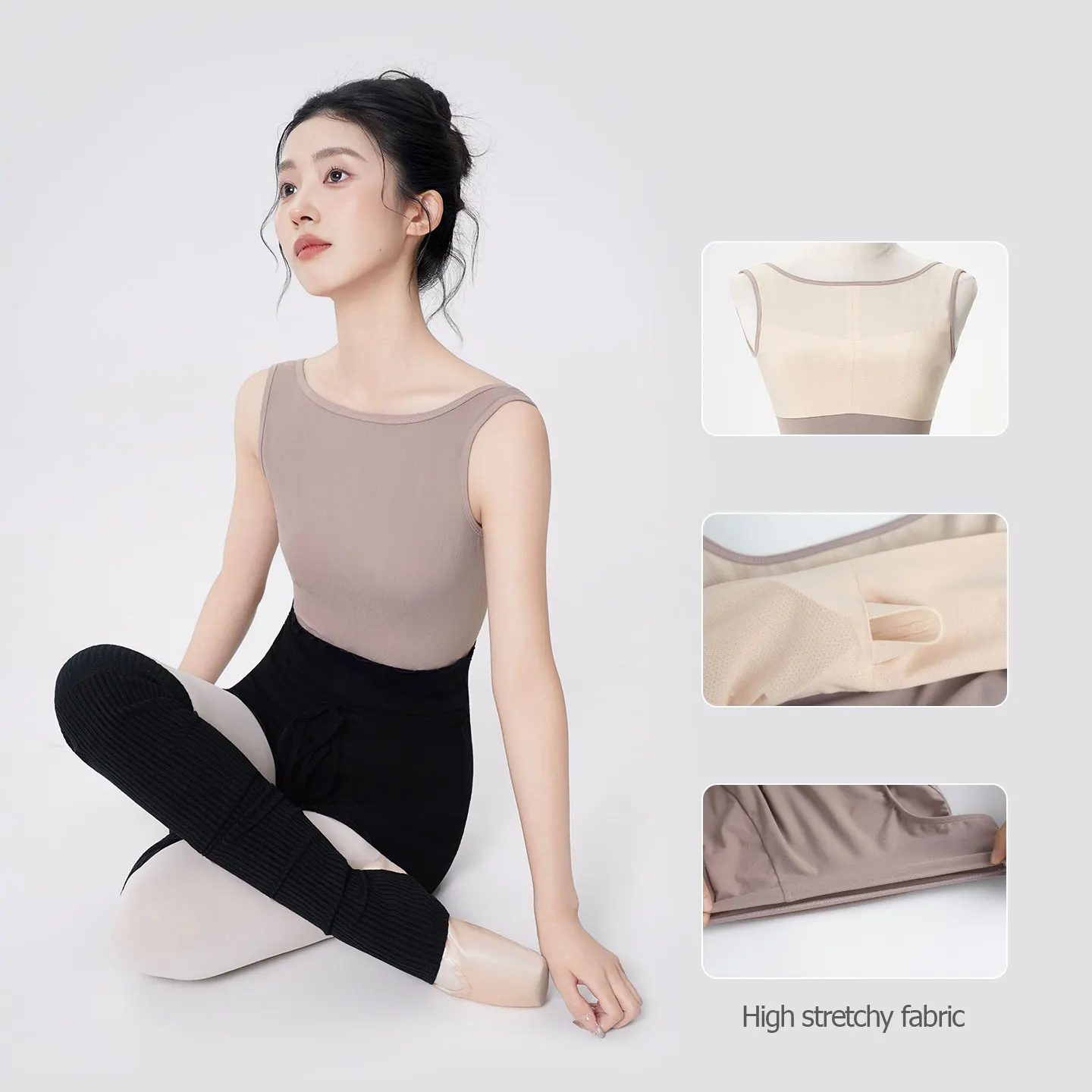 Body da balletto donna Body da ballo con canotta Jacquard Body da ginnastica ad alta elasticità Body da balletto per adulti con schiena cava a U