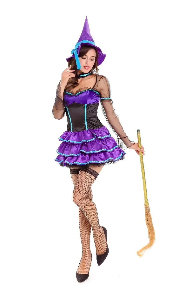 Disfraz de bruja malvada para mascarada de Halloween, disfraz de fiesta de carnaval, Reina del diablo oscuro, vestido elegante de vampiro