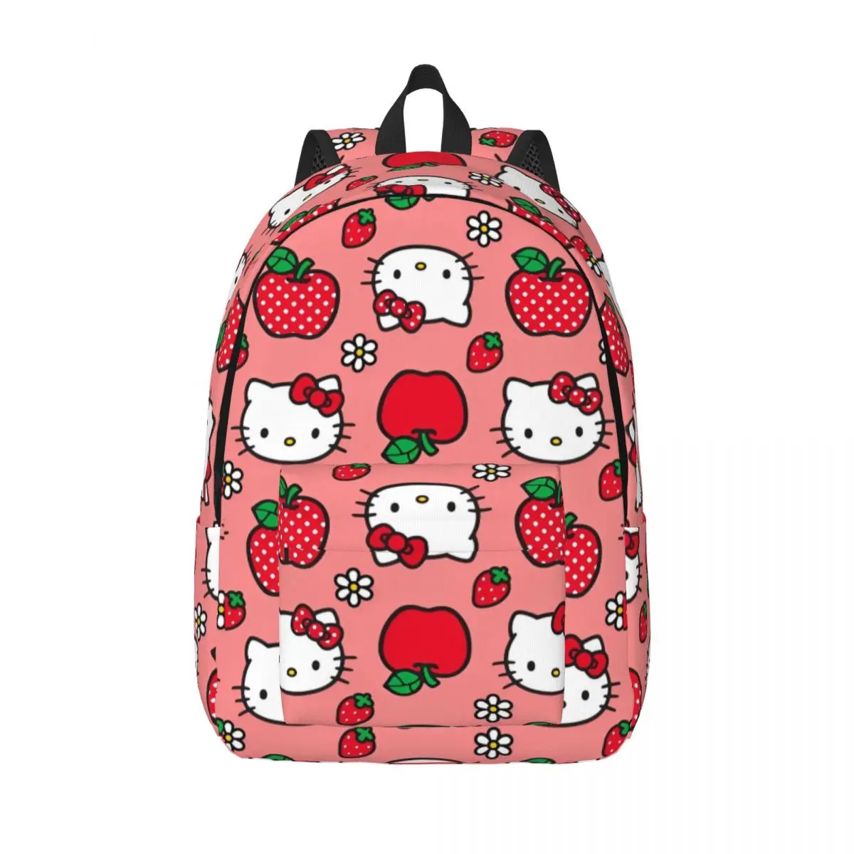 Hello Kitty Apple Strawberry Flower Pattern Backpack Women Men Big Backpacks Polyester Casual School Bags Outdoor Rucksack