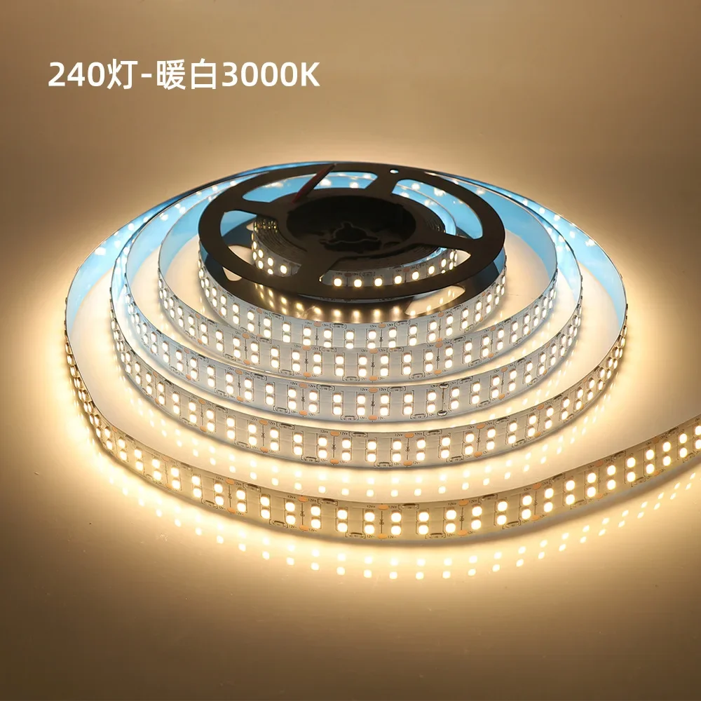 12V 24V Dual Row 240LED/m 5m Dual Color Temperature SMD 2835 CCT LED Strip With Adjustable Color Temperature