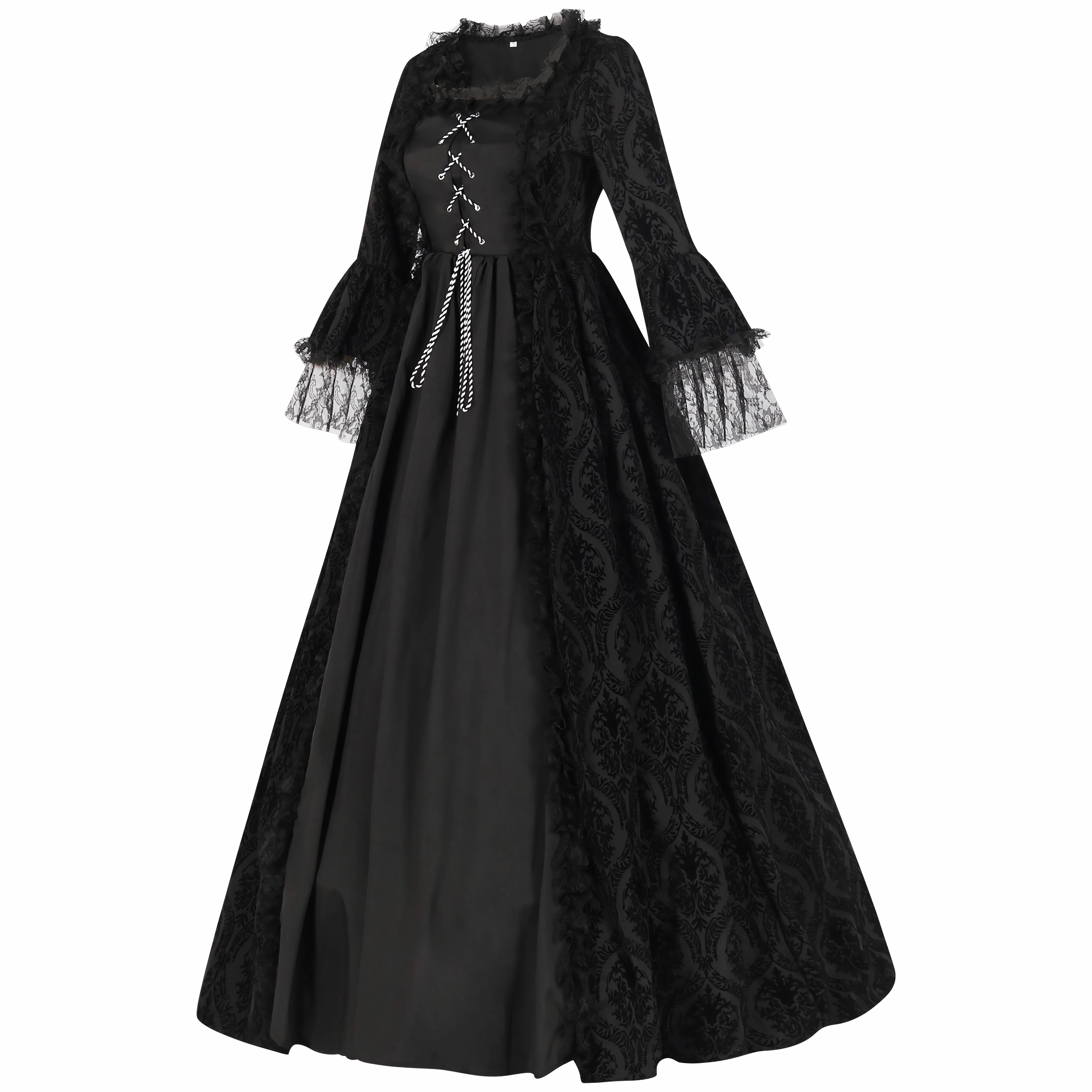 Womens's Medieval Renaissance Cosplay Dress Women Square Collar Princess Ball Gown Party Costume Flare Sleeve Robe Plus Size