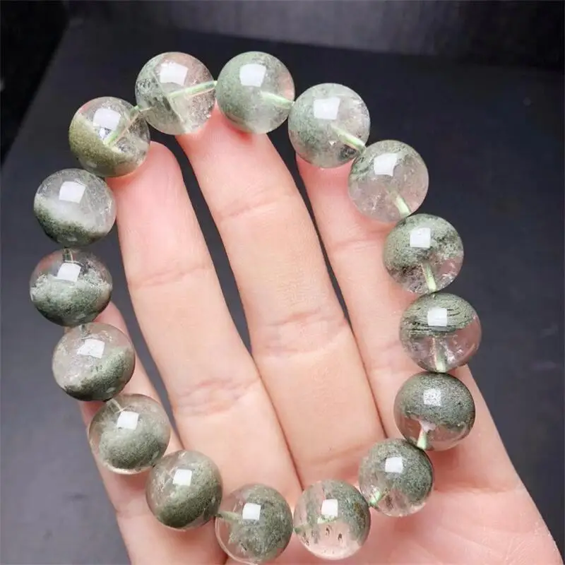 13MM Natural Green Garden Quartz Bracelet Women Fashion Healing Crystal Round Beads Lovers Strand Jewelry Gift 1PCS