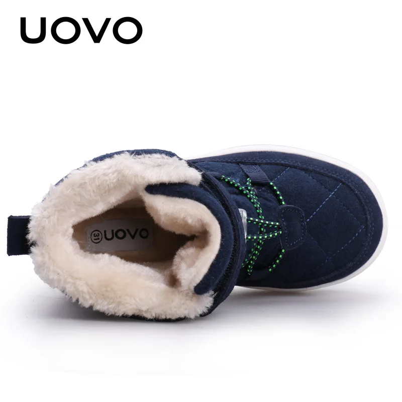 Uovo Brand Child Boy Winter Ankle Fashion Suede Leather Boots For Girl Kids 2022 Warm Snow Boots Children\'S Add Wool Sports Shoe