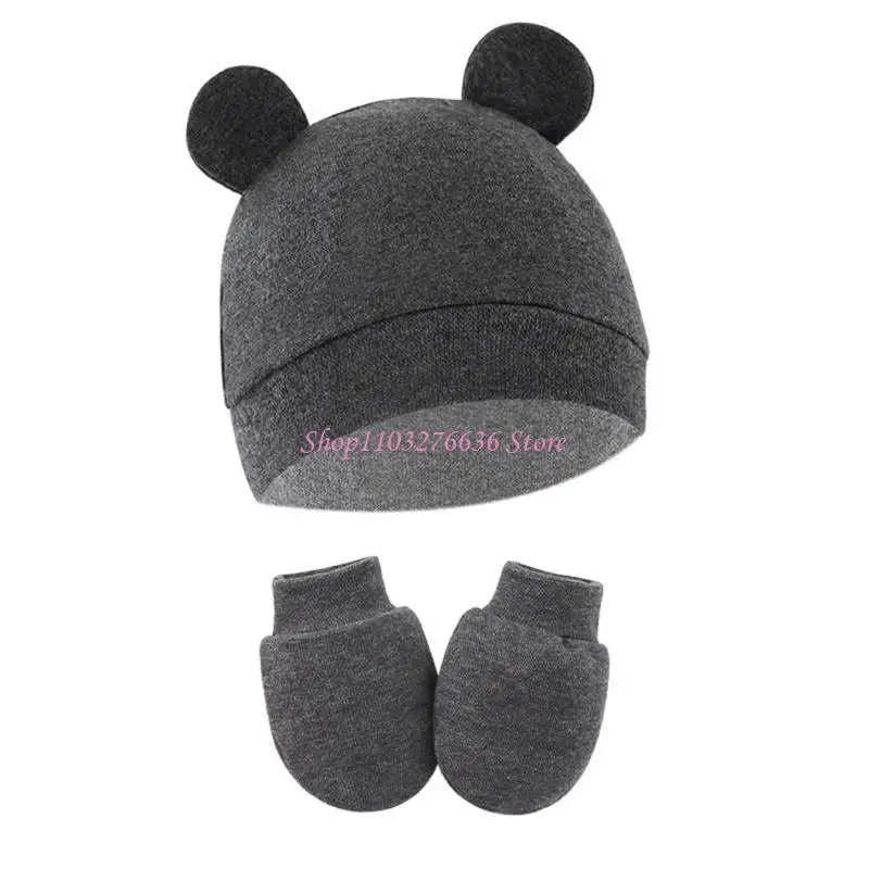 

R6FD 2pcs Baby Hat Anti-Scratch Gloves Infant Boy Girl Unisex Accessories
