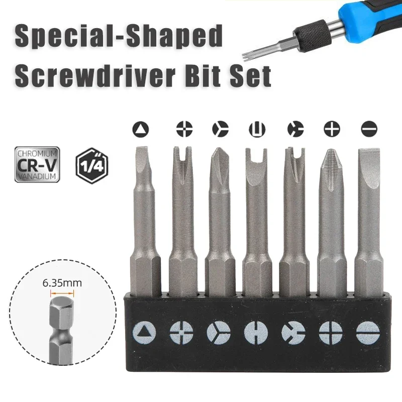 5/7/13pcs Special-Shaped Screwdriver Bit PH2 Triangle/U/Y Shape Three Points Cross Screwdriver Bits Hand Tool/Power Tool