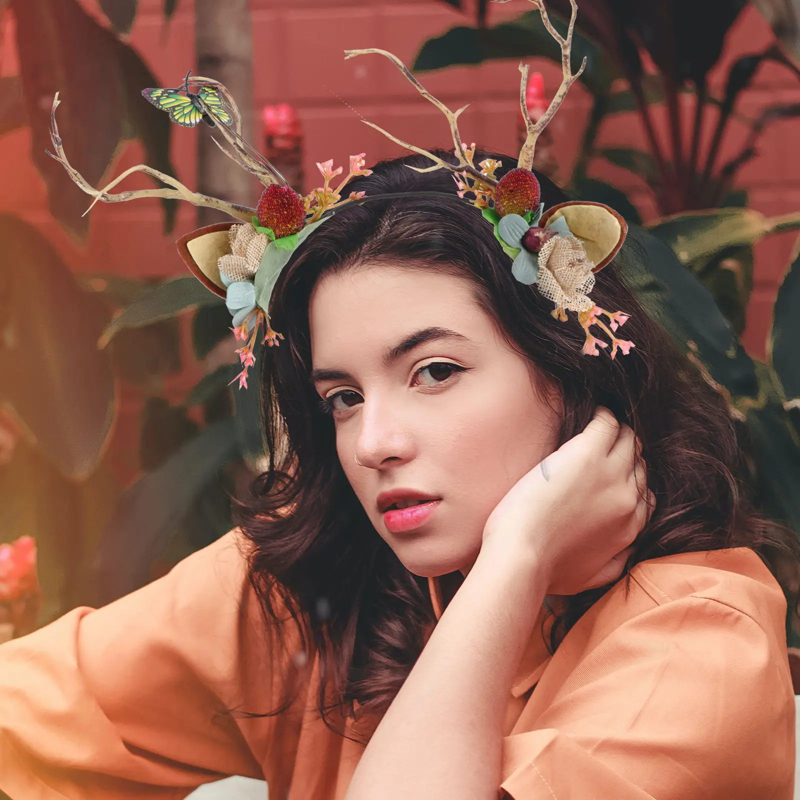 

Ободок с оленьими рожками для детей, легкий, из искусственного меха, креативный аксессуар для костюма на Рождество, праздничные сувениры для детей