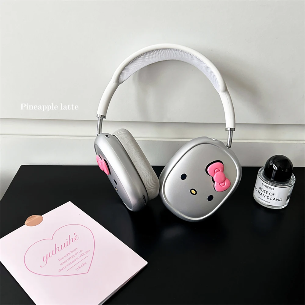 Luxury Silver Plating Hello Kitty Suitable for AirPods Max Headphone Protective Cover TPU Clear Protective Anti-fall Hard Case