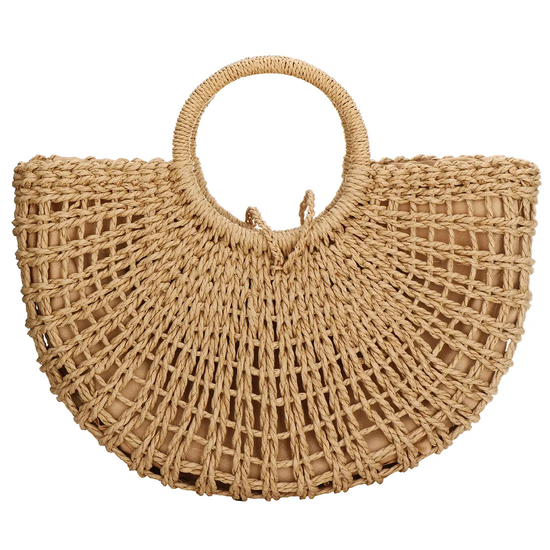 Universal Straw Handmade Weave Handbag Friendly Woven Basket Bag Luxury Hollow Designer Beach Shoulder Bag  High Quality Brand Straw Handbag Travel Basket Tote Bags Fashion Accessories New Gift