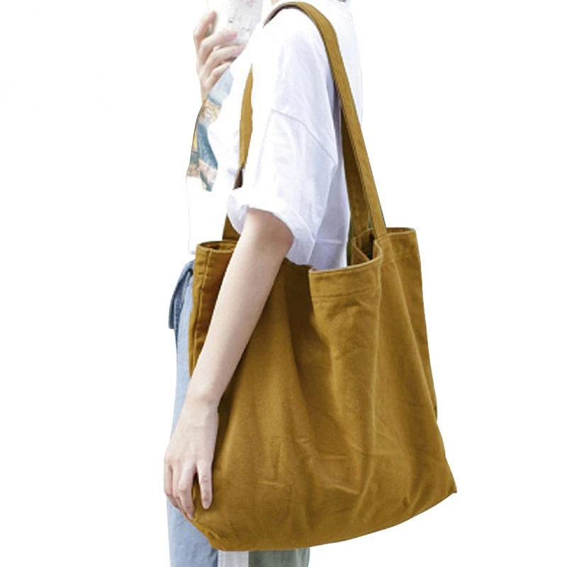 Shopping Bag Eco-Friendly Storage Bags Simple Style Canvas Bag Solid Color Shoulder Handbag Large Capacity Bento Bag All-match