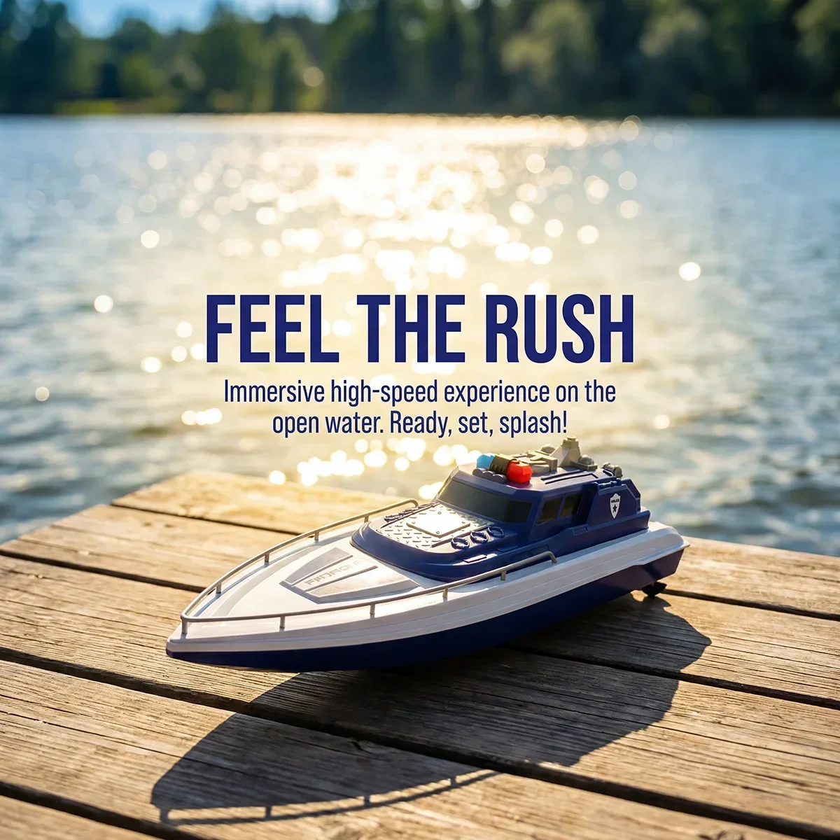 

2.4G Dual Motor High-Speed Boat, USB Charging, 15km/h Speed, 50m Range, Low Battery & Distance Alarm