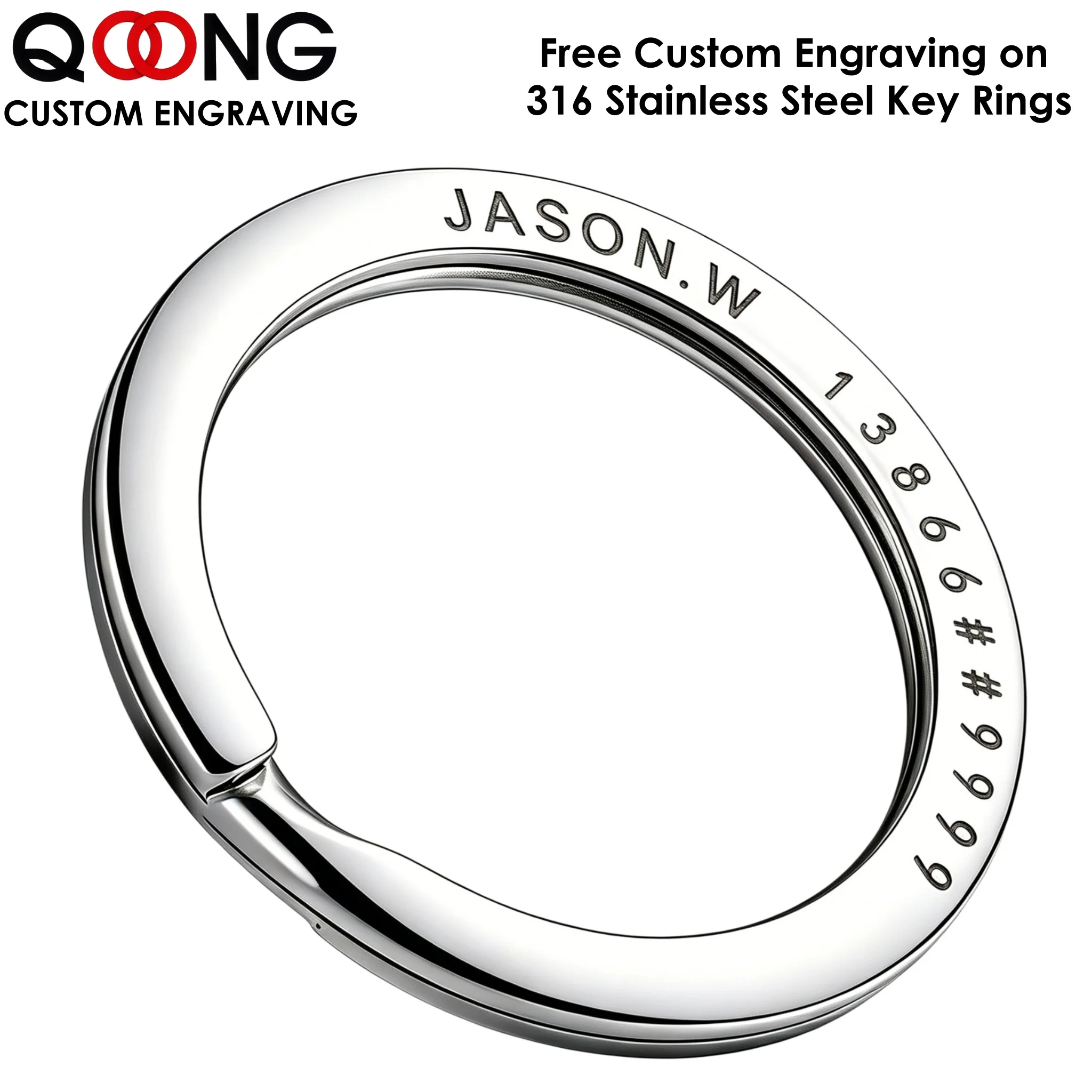 Custom Engraved Key Ring Stainless Steel Polished Keychain Personalized Key Chain for Husband Dad Son Birthday Anniversary Gift
