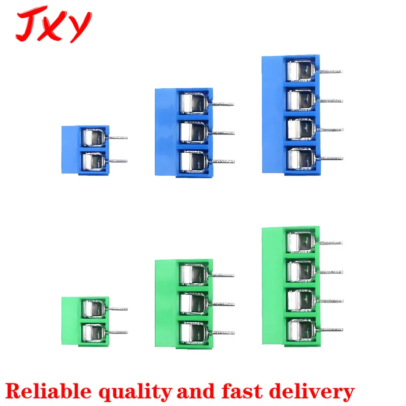 5-20Pcs KF301-2P/3P4P 5.08mm spacing PCB Screw Terminal Block KF301 2 Pin 3 Pin 4 Pin Wire Connector Straight Needle Blue、green