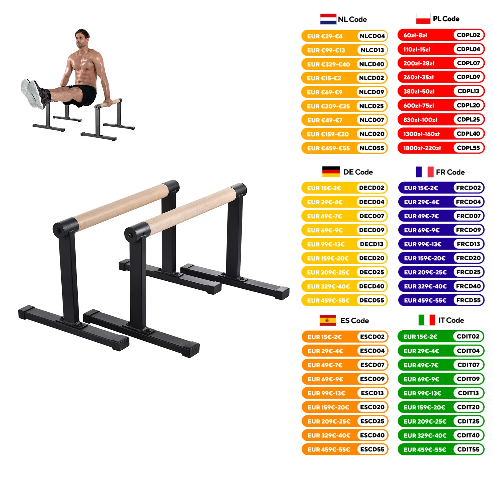 2 Stück Liegestützgriffe, Holz-Liegestützstangen für Calisthenics-Krafttraining, Liegestützgriffe aus massivem Holz mit Metallrahmen, hochbelastbare Stützen, 200 kg Tragkraft, ergonomischer Griff, Heimfitnessgerät für Bodenübungen. – Detail 3