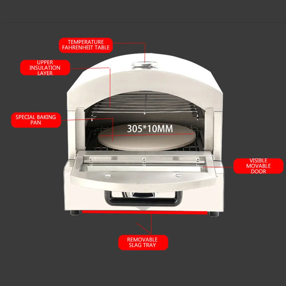 Horno eléctrico de escritorio para Pizza, horno comercial de 2000W, con calefacción portátil